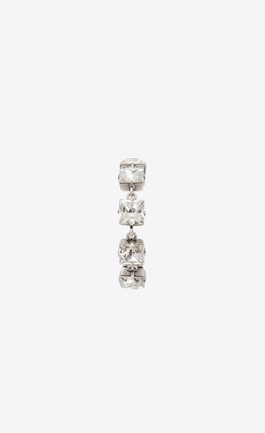 SAINT LAURENT Bracelets Damen SMOKING Oversize-Tennisarmband aus silberfarbenem Metall mit weißen Kristallen b_V4